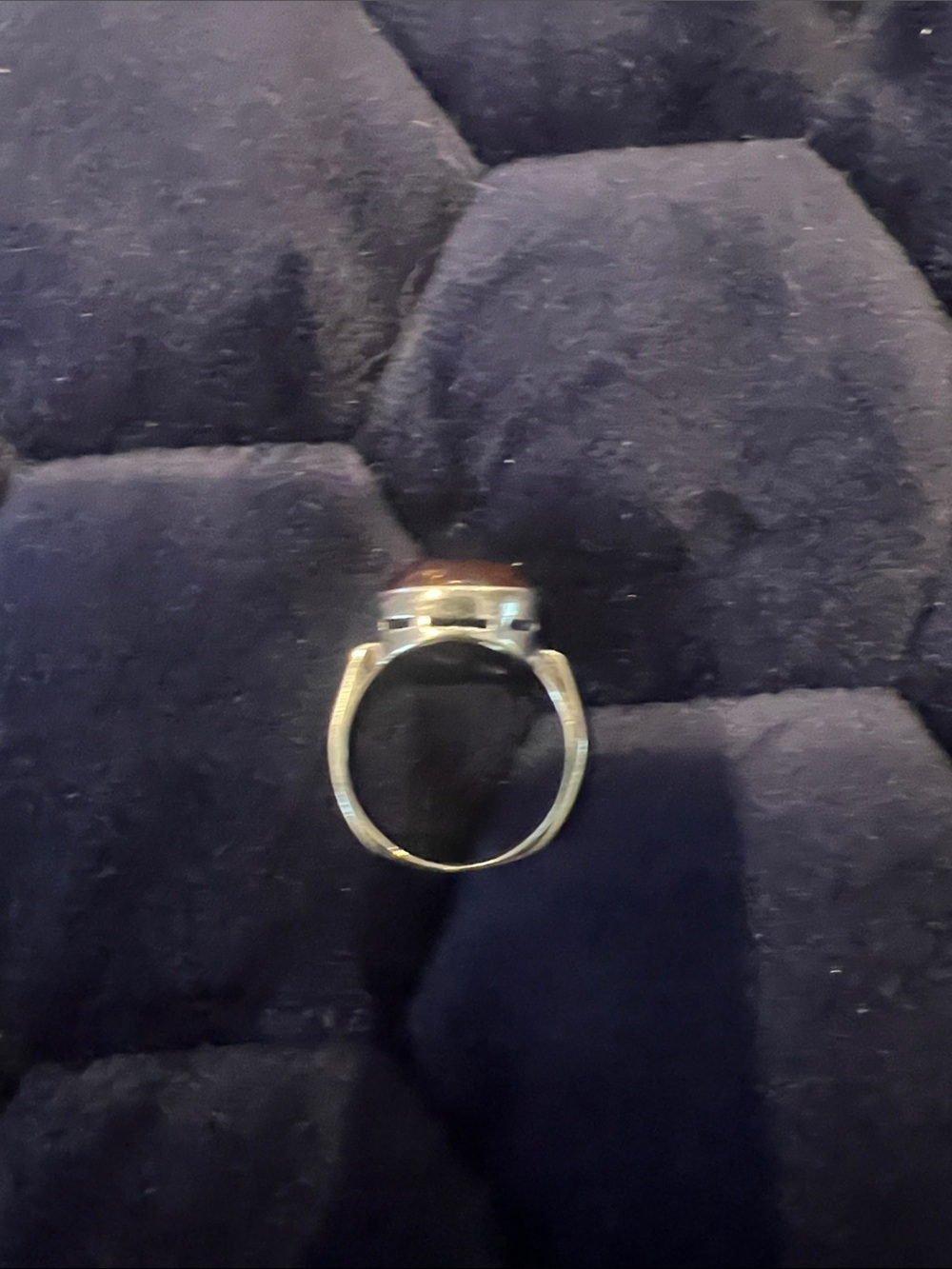 Sterling Silver Ring with Oval Amber Stone -Sz 6/6.5. - Picture 3 of 3